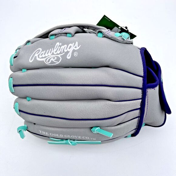 Rawlings Fastpitch Series Youth 12" Softball Glove Gray/Mint, Right WFP12GM-Reg - Picture 5 of 10